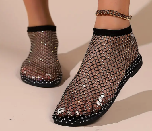 Rhinestone Slip-On Flat Sandals