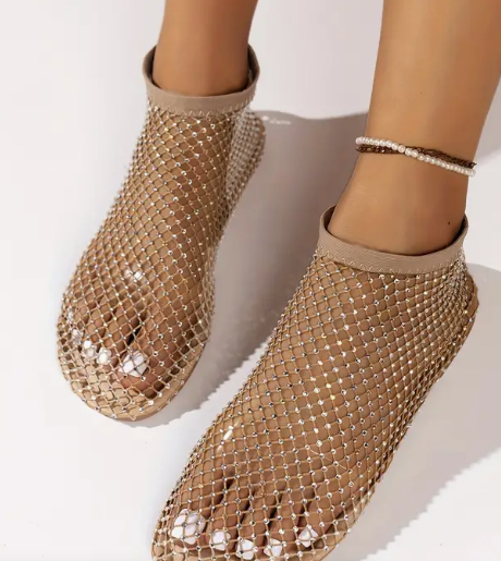 Rhinestone Slip-On Flat Sandals