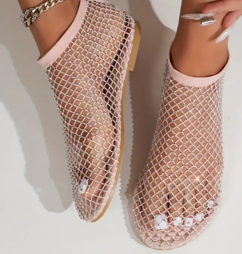 Rhinestone Slip-On Flat Sandals