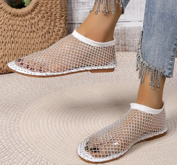 Rhinestone Slip-On Flat Sandals