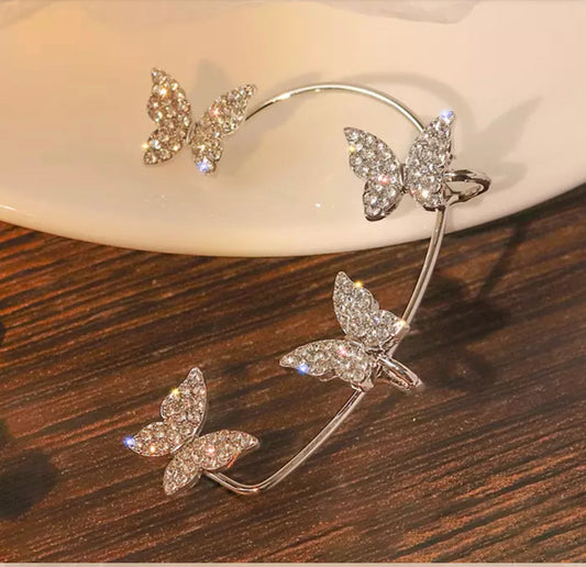 Silver or Gold Butterfly Ear Cuff without Piercing